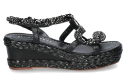 Damen Alma en pena Keilsandale NAPPA- schwarz