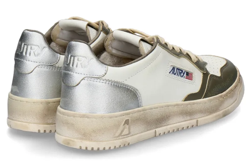 Herren Autry Herren- Sneaker SUPER VINTAGE LEATHER- weiss/grün/silber