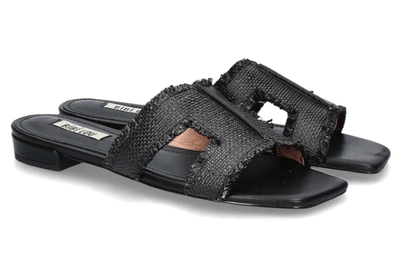Damen Bibi Lou Pantolette DAHLIA Bast schwarz