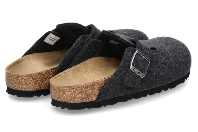 Damen Birkenstock Clogs BOSTON BS WOLLE SCHMALE WEITE- anthracite