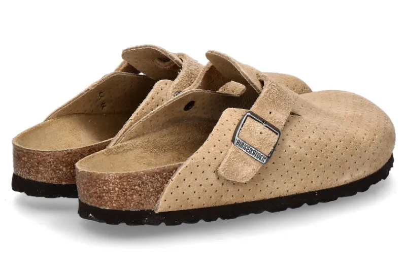 Damen Birkenstock Clogs BOSTON SCHMAL EMBOSS DOTS- new beige