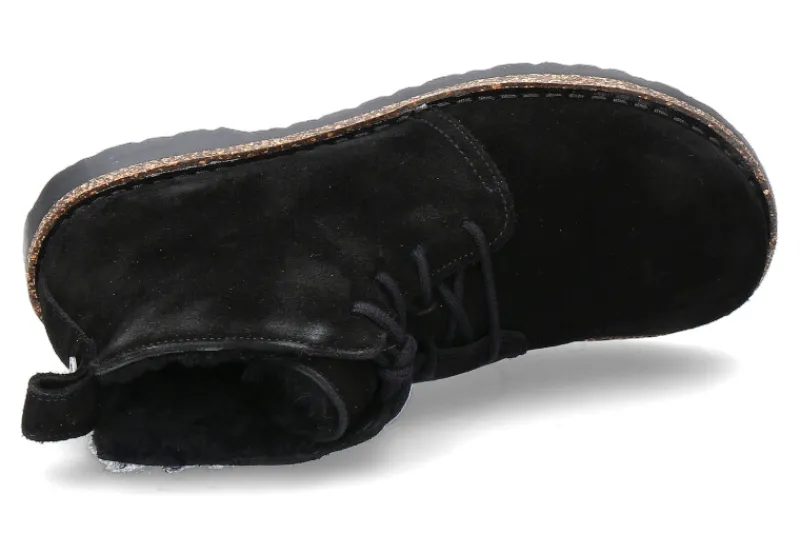 Damen Birkenstock Damen- Stiefelette UPPSALA MID SHEARLING VELOURSLEDER- schwarz