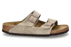 Herren Birkenstock Herren- Pantolette ARIZONA BS SCHMALE WEITE VELOURSLEDER- taupe