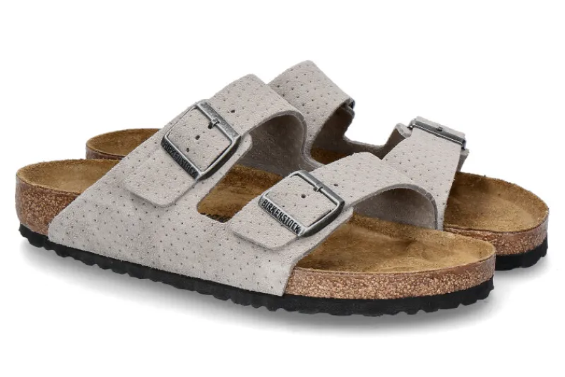 Damen Birkenstock Pantolette ARIZONA NORMAL EMBOSS DOTS- stone coin | 174200001.5