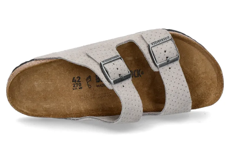 Damen Birkenstock Pantolette ARIZONA NORMAL EMBOSS DOTS- stone coin | 174200001.5