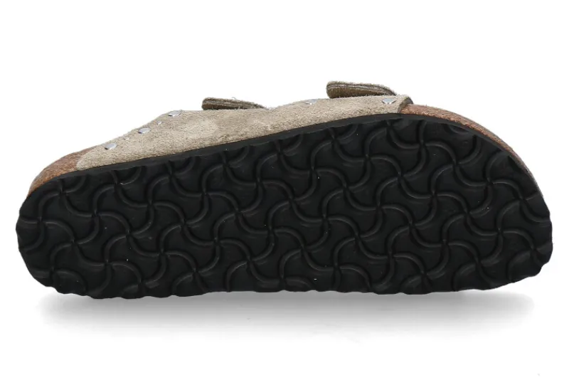 Damen Birkenstock Pantolette ARIZONA SCHMAL RIVET BORDER- taupe