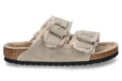 Damen Birkenstock Pantolette ARIZONA SHEARLING NORMAL velourleder- taupe