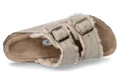 Damen Birkenstock Pantolette ARIZONA SHEARLING NORMAL velourleder- taupe