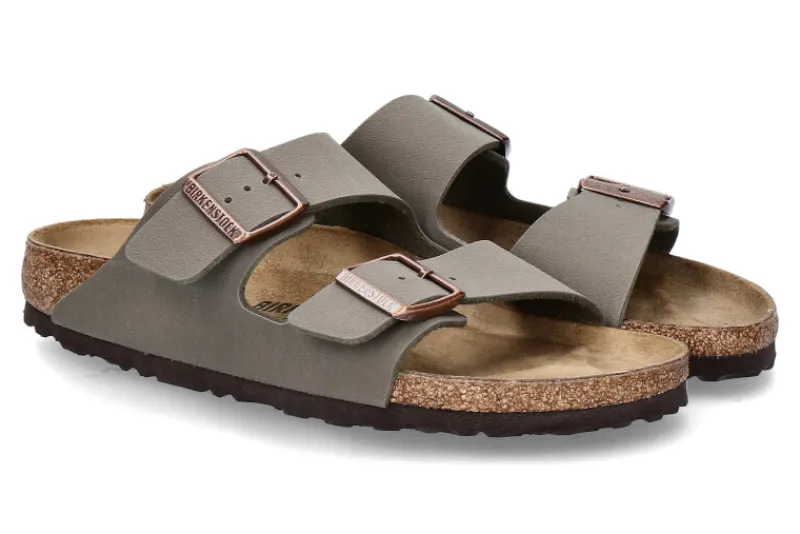Herren Birkenstock Pantolette ARIZONA SCHMAL BS- stone/ grün