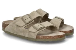Damen Birkenstock Pantolette ARIZONA BS SCHMAL VELOURSLEDER- faded khaki