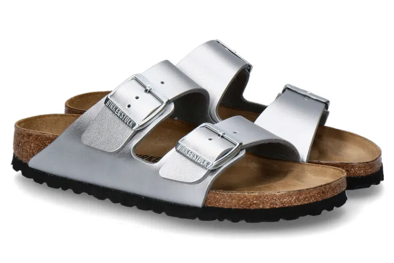 Damen Birkenstock Pantolette ARIZONA BS SCHMALE WEITE- silver/silber