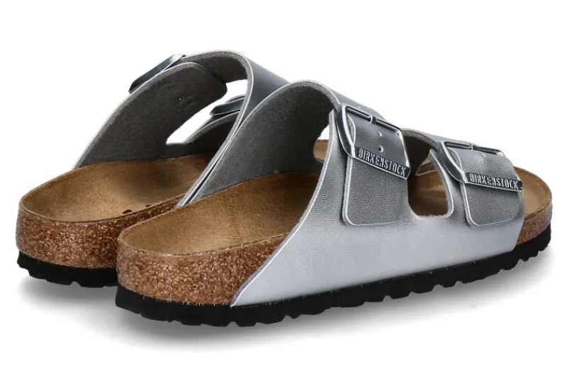 Damen Birkenstock Pantolette ARIZONA BS SCHMALE WEITE- silver/silber