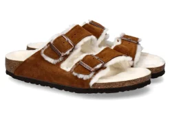 Damen Birkenstock Pantolette ARIZONA FELL SCHMAL VELOURSLEDER MINK (38)