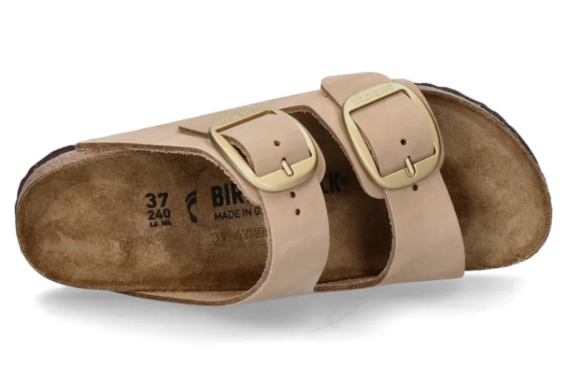 Damen Birkenstock Pantolette ARIZONA SCHMAL BIG BUCKLE NUBUK- sandcastle/ taupe