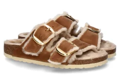 Damen Birkenstock Pantolette ARIZONA BIG BUCKLE SCHMAL- shearling/ cognac