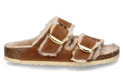 Damen Birkenstock Pantolette ARIZONA BIG BUCKLE SCHMAL- shearling/ cognac