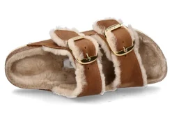 Damen Birkenstock Pantolette ARIZONA BIG BUCKLE SCHMAL- shearling/ cognac