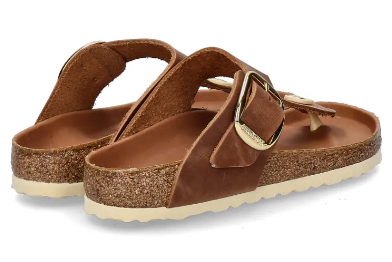 Damen Birkenstock Pantolette GIZEH NORMAL BIG BUCKLE- cognac