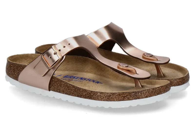 Damen Birkenstock Pantolette GIZEH BS NATURLEDER- metallic copper/roségold