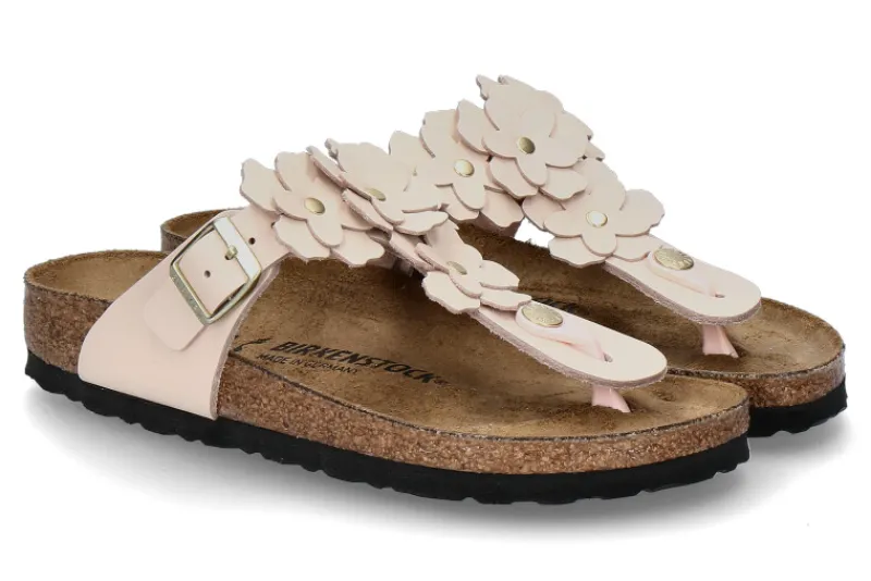 Damen Birkenstock Pantolette GIZEH FLOWER SCHMAL NATURLEDER- light rose/rosa