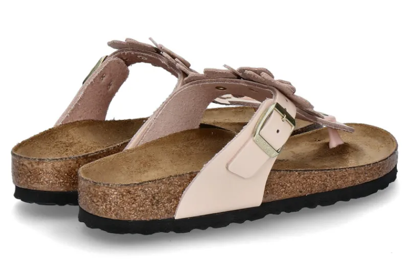 Damen Birkenstock Pantolette GIZEH FLOWER SCHMAL NATURLEDER- light rose/rosa