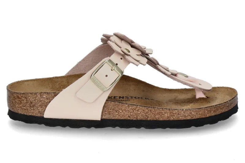 Damen Birkenstock Pantolette GIZEH FLOWER SCHMAL NATURLEDER- light rose/rosa