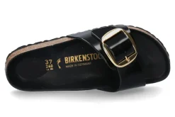 Damen Birkenstock Pantolette MADRID BIG BUCKLE NUBUKLEDER LACK- high shine black/schwarz
