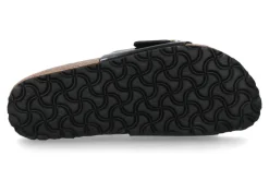 Damen Birkenstock Pantolette MADRID BIG BUCKLE NUBUKLEDER LACK- high shine black/schwarz