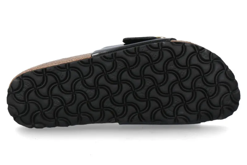 Damen Birkenstock Pantolette MADRID BIG BUCKLE NUBUKLEDER LACK- high shine black/schwarz