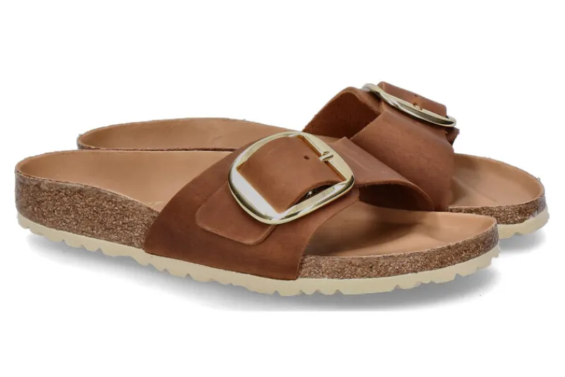 Damen Birkenstock Pantolette SCHMAL MADRID BIG BUCKLE COGNAC (38)