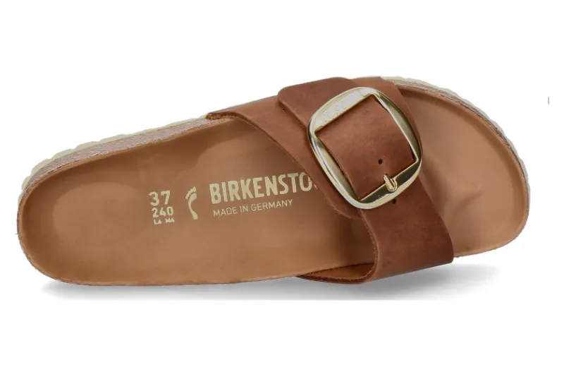 Damen Birkenstock Pantolette SCHMAL MADRID BIG BUCKLE COGNAC (38)