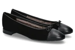 Damen Brunate Ballerina gefüttert PIA NAPPA CAMOSCIO NERO