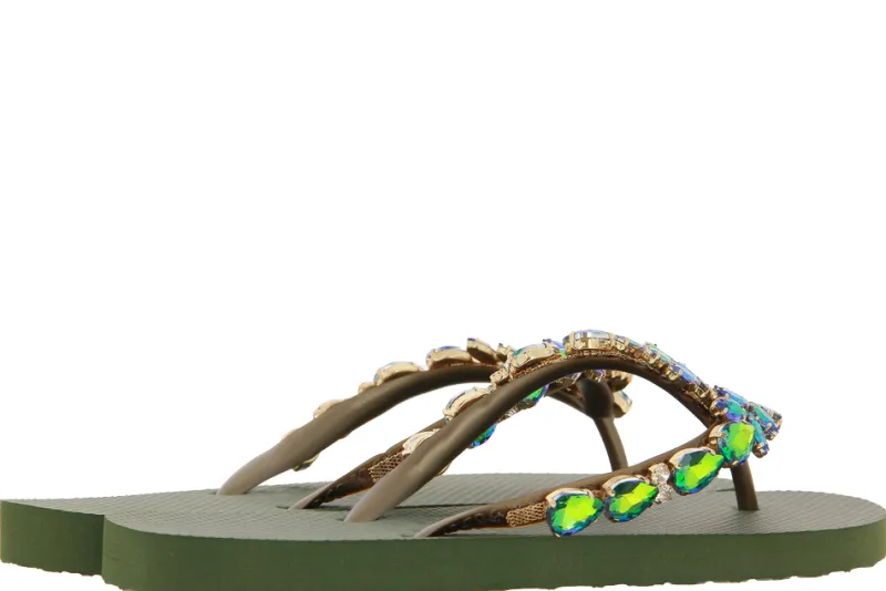 Damen CHANCLAS Zehensteg Sandale ADELA DIAMOND GREEN OLIVE