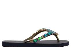 Damen CHANCLAS Zehensteg Sandale ADELA DIAMOND GREEN BLUE