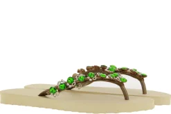 Damen CHANCLAS Zehensteg Sandale VALENTINA BEIGE MULTI