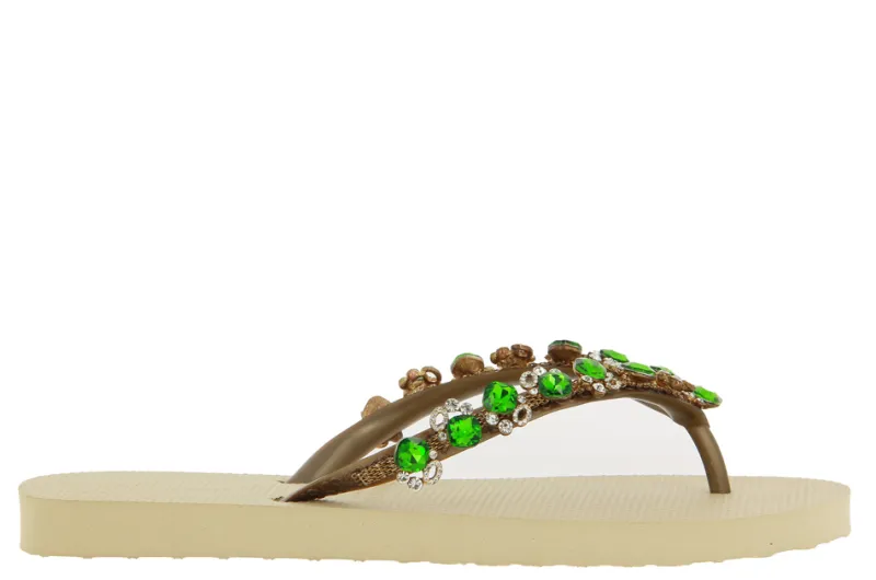 Damen CHANCLAS Zehensteg Sandale VALENTINA BEIGE MULTI