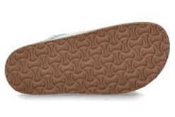 Damen Coral Blue Pantolette slide metal denim white