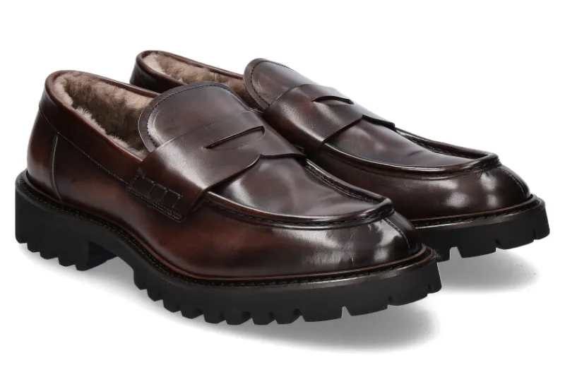 Herren Corvari Loafer gefüttert DIVER MARRONE- dunkelbraun