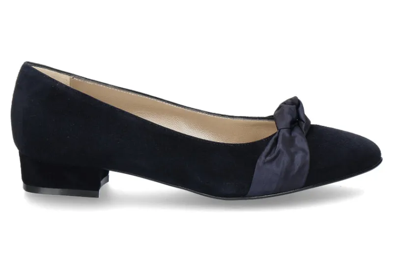 Damen dirndl + bua Pumps ZIEGENVELOUR/SEIDE- ozean/dunkelblau