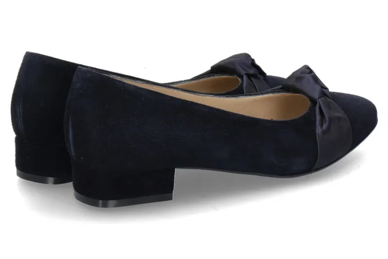 Damen dirndl + bua Pumps ZIEGENVELOUR/SEIDE- ozean/dunkelblau