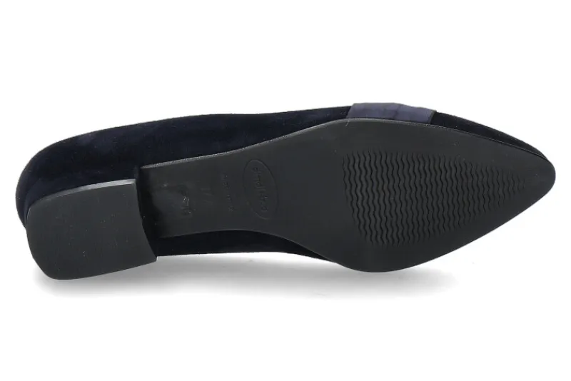 Damen dirndl + bua Pumps ZIEGENVELOUR/SEIDE- ozean/dunkelblau