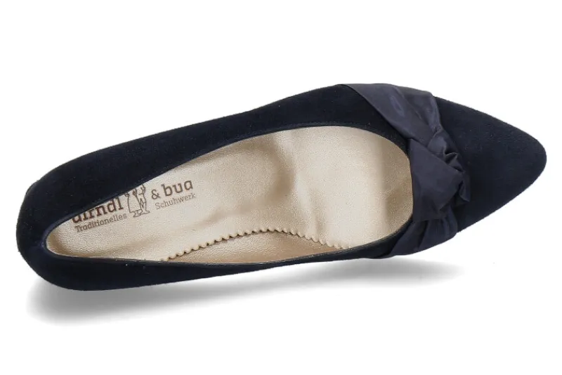 Damen dirndl + bua Pumps ZIEGENVELOUR/SEIDE- ozean/dunkelblau