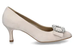 Damen dirndl + bua Pumps ZIEGENVELOUR- natur