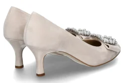 Damen dirndl + bua Pumps ZIEGENVELOUR- natur