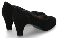 Damen dirndl + bua Pumps ZIEGENVELOUR SCHWARZ (37 )