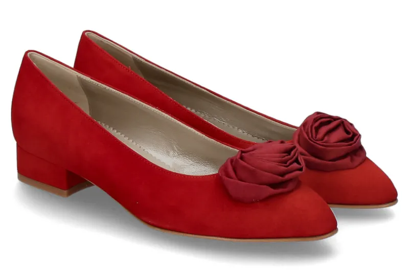 Damen dirndl + bua Pumps ZIEGENVELOUR GRANAT