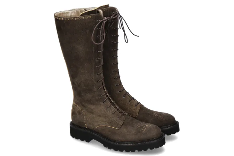 Damen dirndl + bua Schnürstiefel ANTIKBOCK MOOR- lodengrün