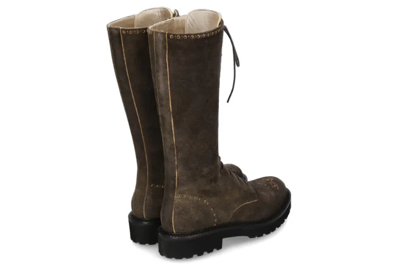 Damen dirndl + bua Schnürstiefel ANTIKBOCK MOOR- lodengrün