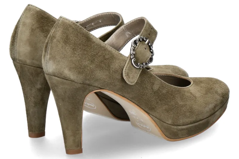 Damen dirndl + bua Spangenpumps ZIEGENVELOUR JADE