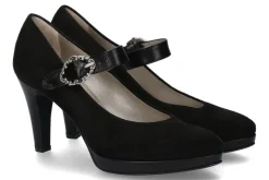 Damen dirndl + bua Spangenpumps ZIEGENVELOURSLEDER NAPPALEDER SCHWARZ